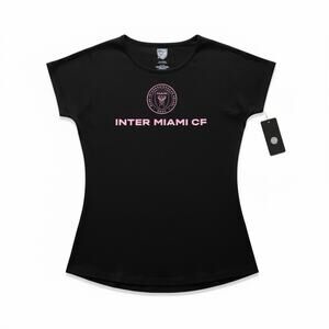 New w/ tag MLS Girls Inter Miami soccer T-shirt, Large 14/16, Black and Pink